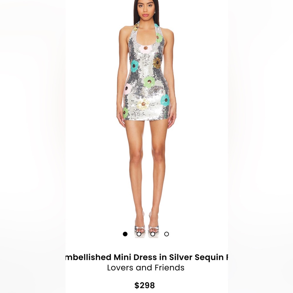 Lovers + Friends Silver Bodycon Mini Dress Spaghetti Strap